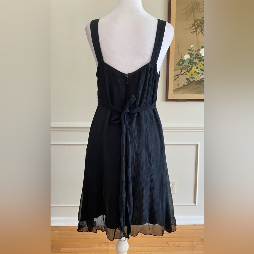 Marciano Guess Black Silk Chiffon Mini Dress Wrap Tie Belt Double Circle Buckle - Picture 4 of 13